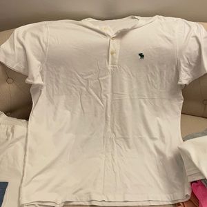 Abercrombie & Fitch White Henley Tee NEW XXL